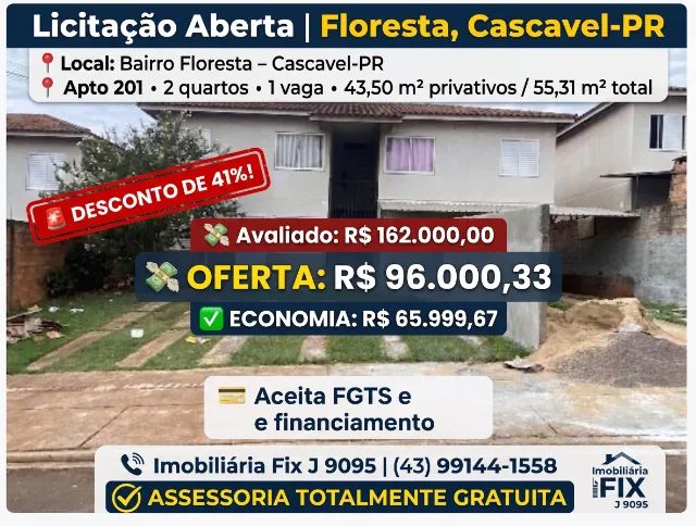 Imóvel com ótimo custo ? Apartamento no Floresta, Cascavel - PR, 