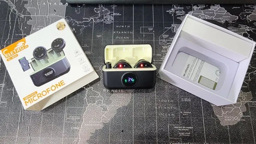 Microfone de Lapela Sem Fio Eletro Mex EL-1837 Duplo - USB-C - Usado 1x