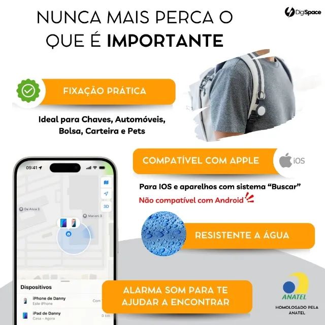 Tag Rastreador GPS Smart Air Tag Compatível com App Buscar iPhone IOS - Foto 5