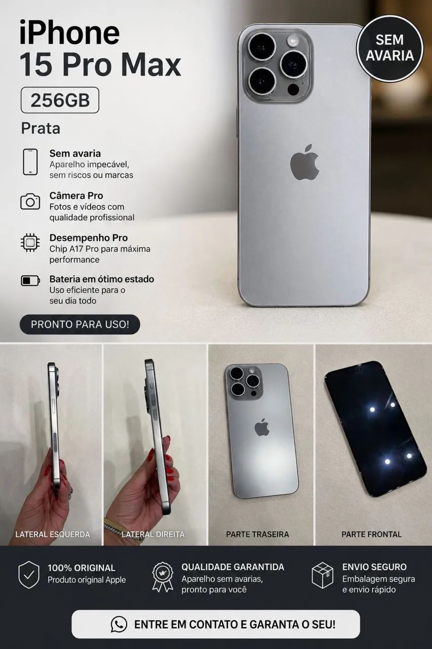 iPhone 15 Pro Max 256GB - Impecável / Com Caixa