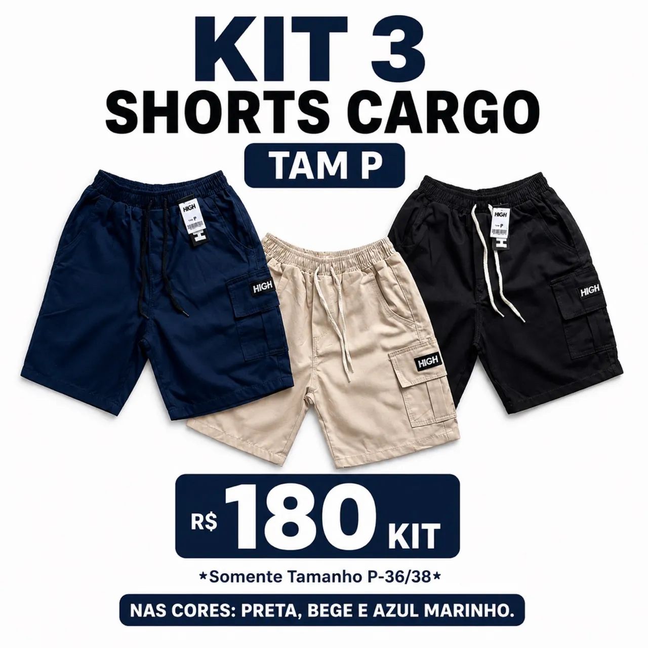Kit 3 Bermuda Cargo Sarja TAM P 