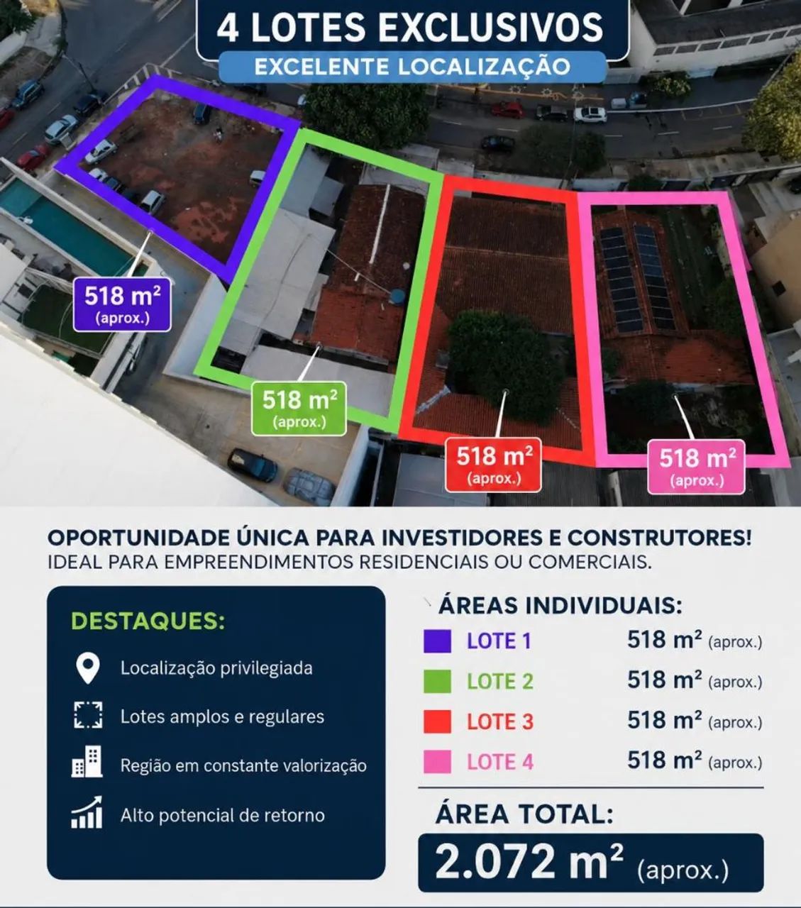 4 lotes de 500 m2 