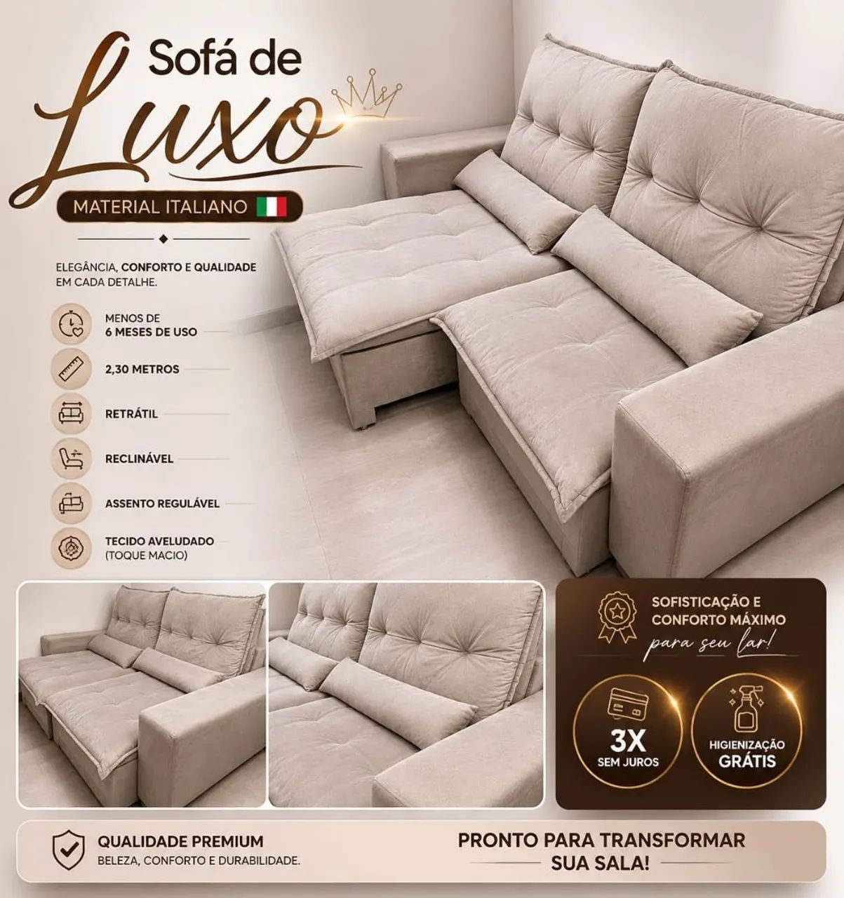 Sofá de luxo italiano.