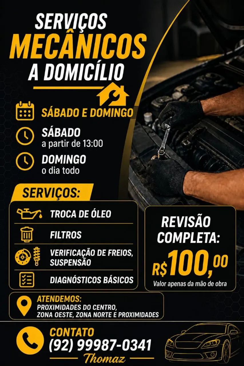 Realizamos serviços mecânicos a domicilio 
