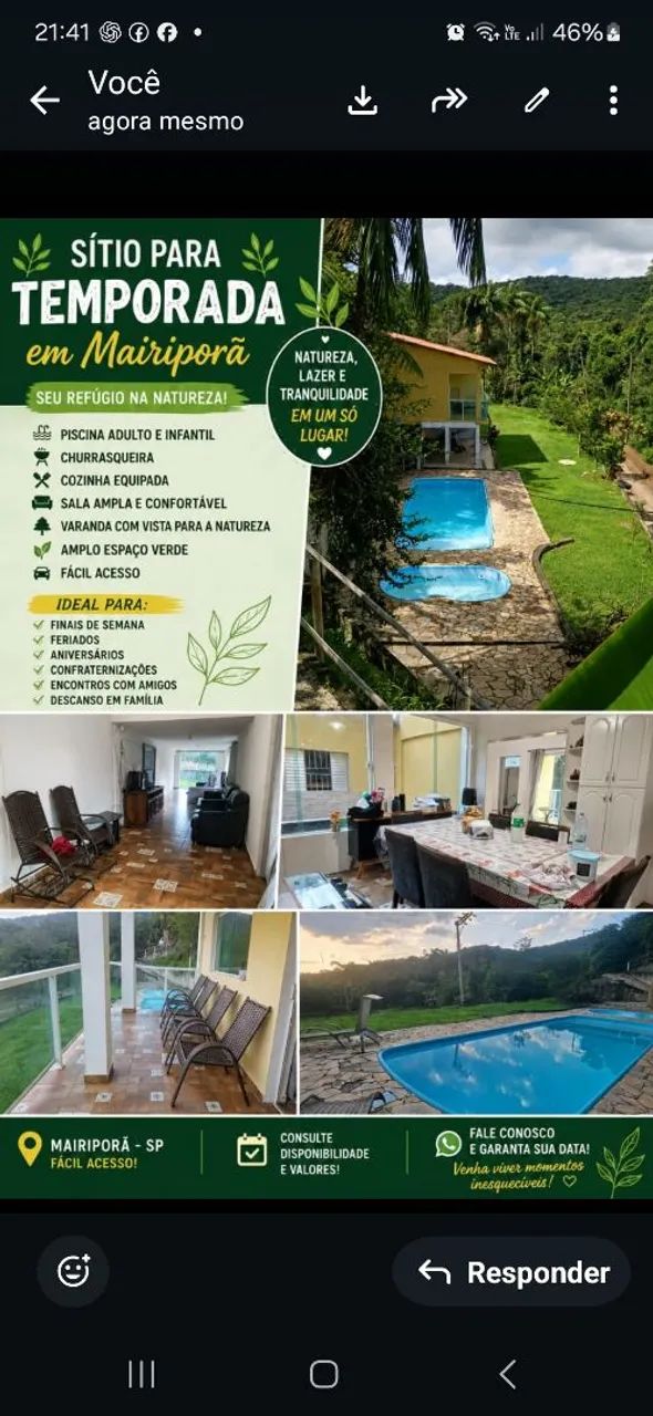 Sitio Mairipora com piscina 
