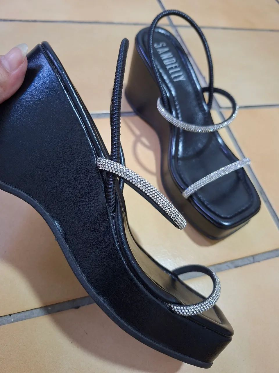 Sandália Preta Sandelly 37 - Foto 3