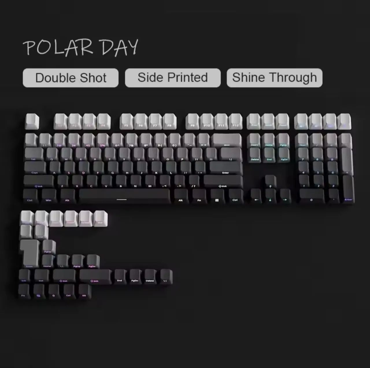 KIT 133 KEYCAPS POLAR DAY GRADIENTE PBT DOUBLE SHOT