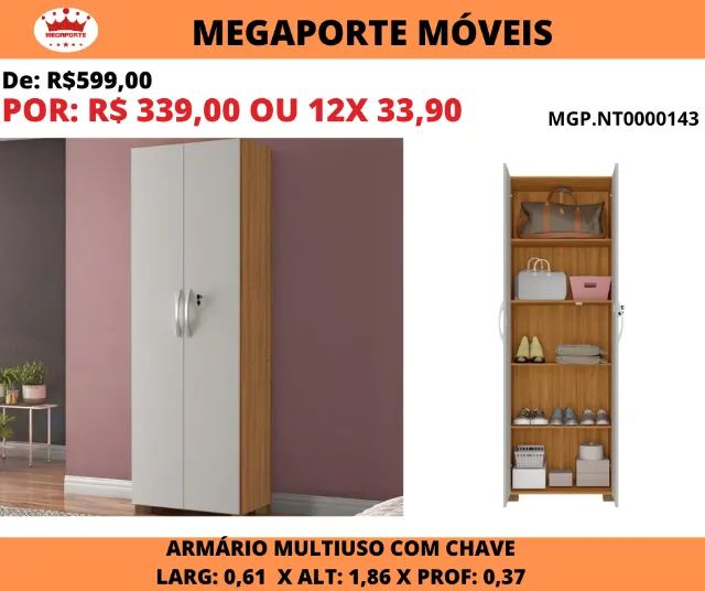 Armário Multiuso com Pés e Chave