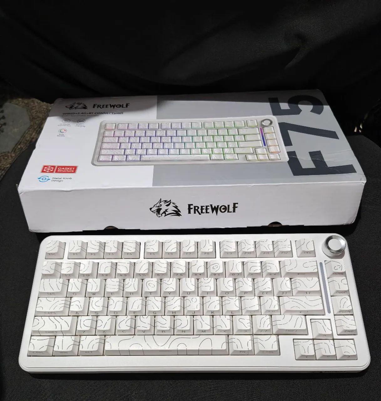 Teclado Mecânico Freewolf F75 + Cabo Coiled Attack Shark