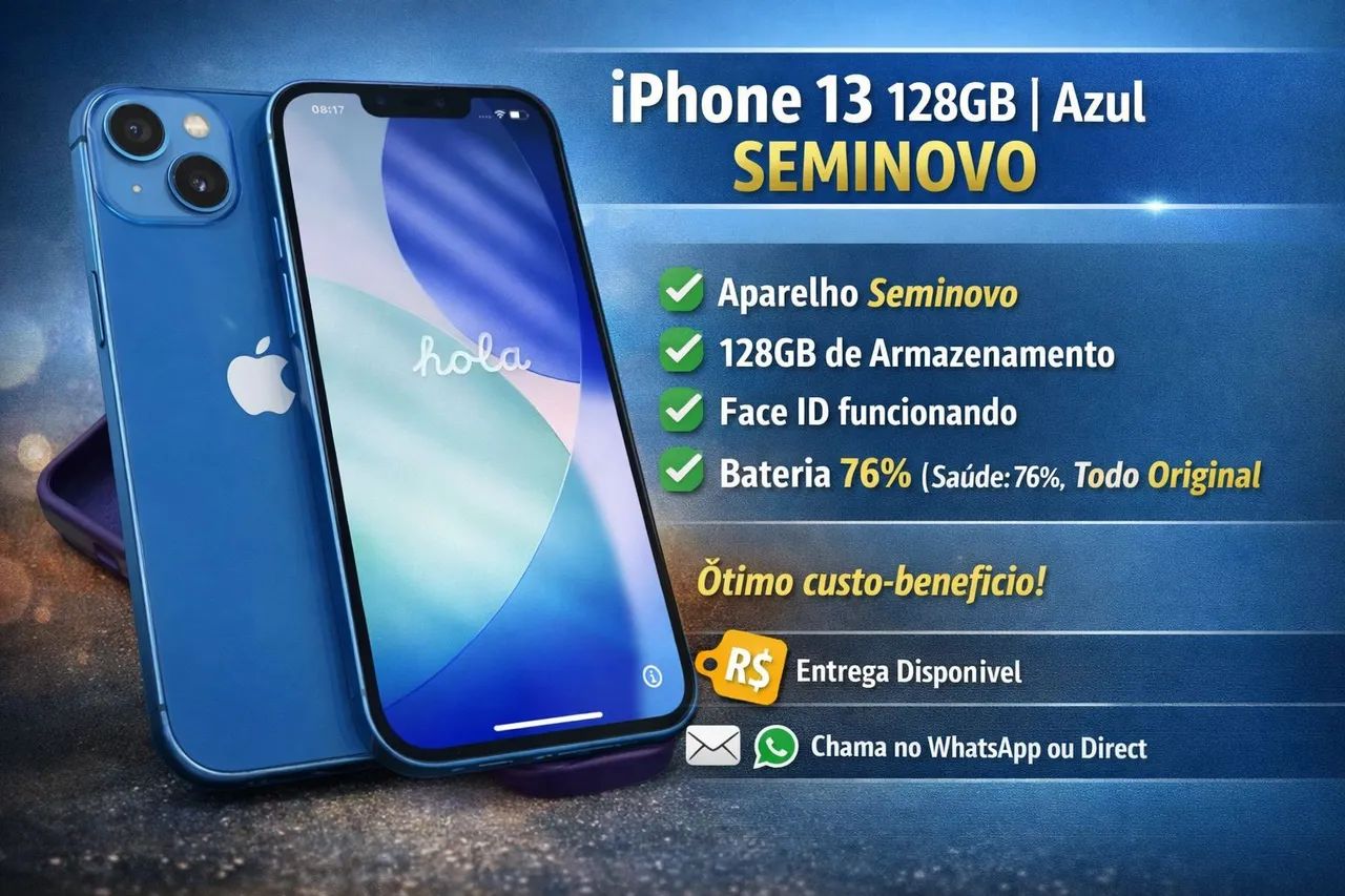 iPhone 13 - 128GB | Azul (SEMINOVO) - Celulares e Smartphones