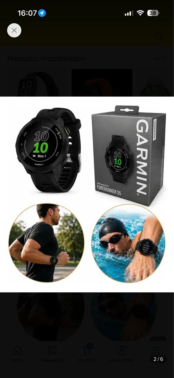 Garmin relógio running forerunner 55 com gps resistente à água  - Foto 2
