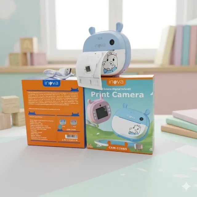 Câmera Infantil com Impressão Instantânea (Azul)