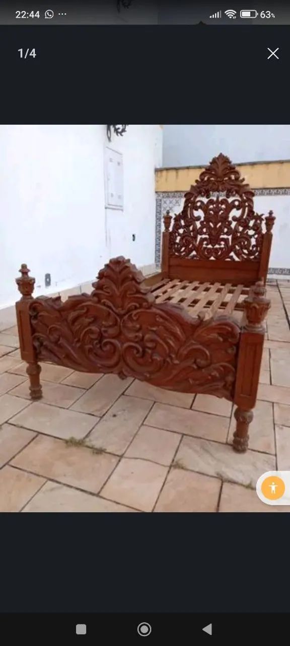 Cama em cerejeira de solteiro 