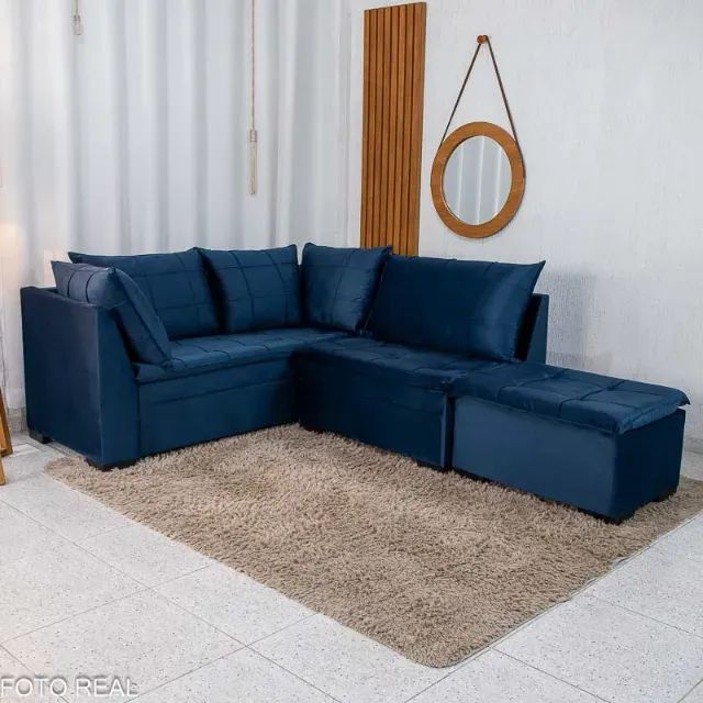 Sofá Canto Viena com Puff: Novo. Pronta Entrega. - Foto 5