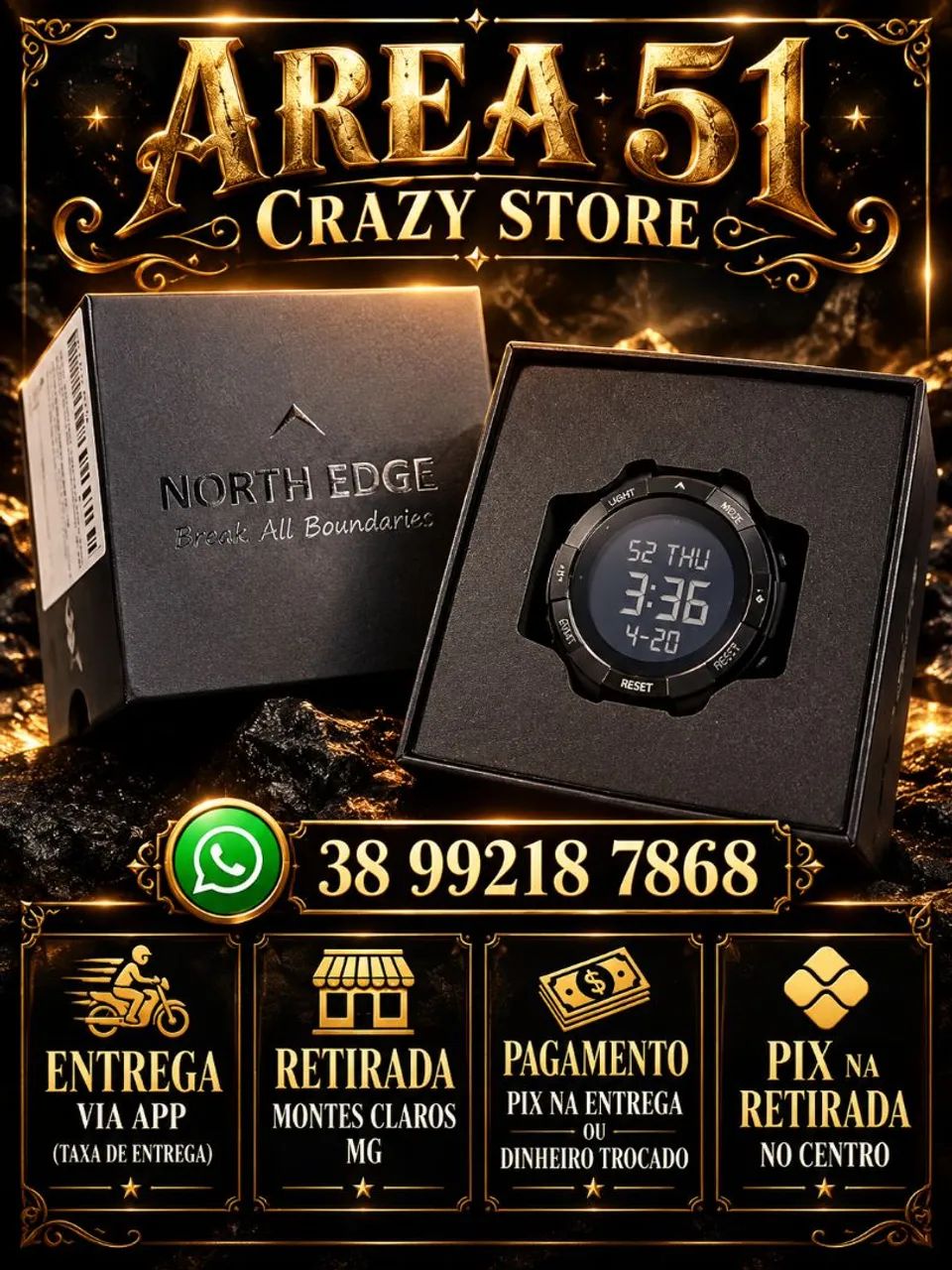 Relógio original North Edge TerraX adventure 