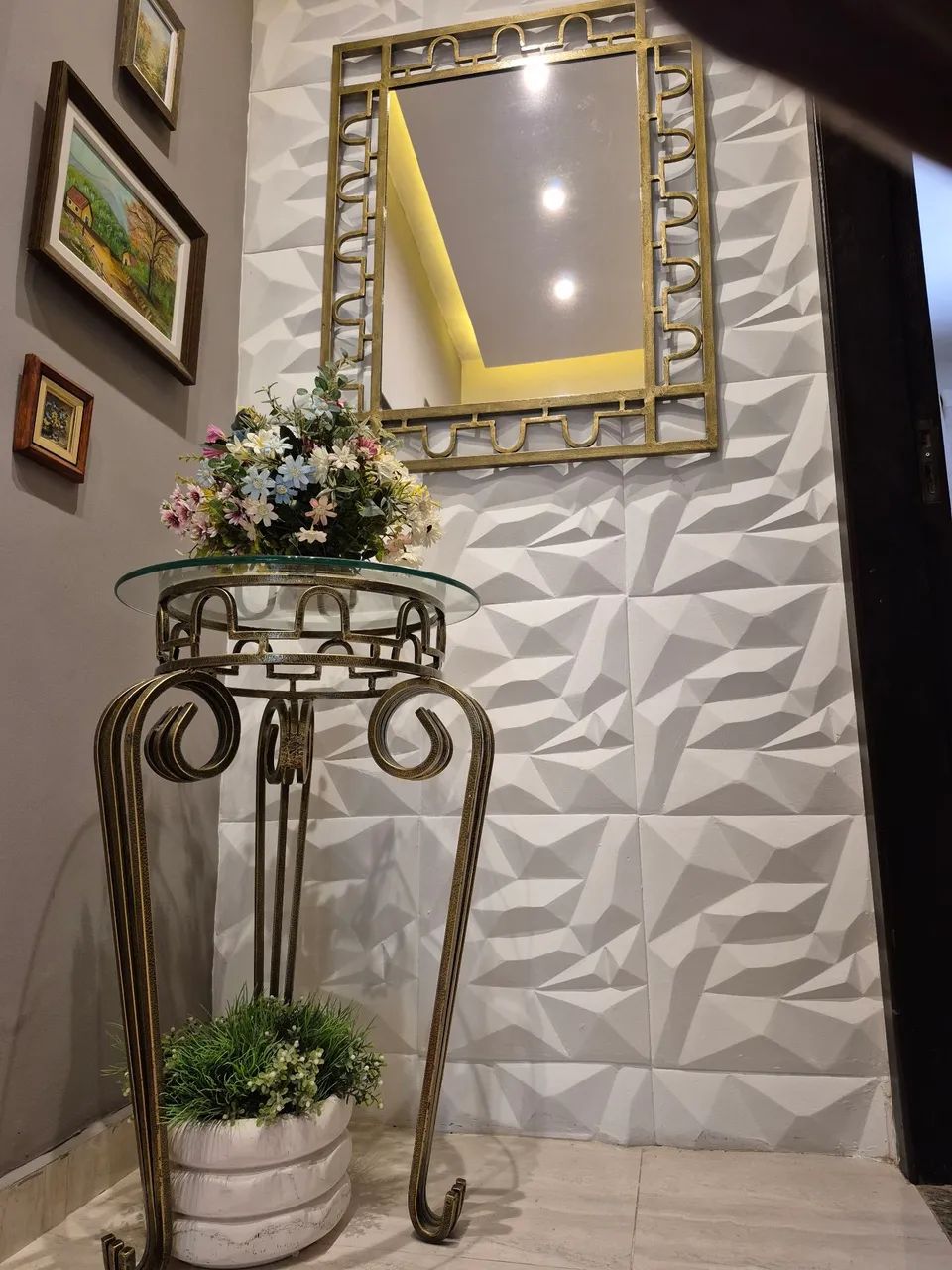 Conjunto de mesa de cato e espelho de ferro fundido - Foto 3
