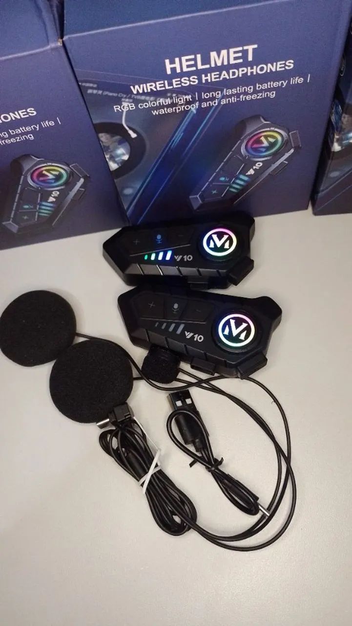 Fone Intercomunicador Y10 para Capacete com LED RGB e Microfone Duplo - Foto 2