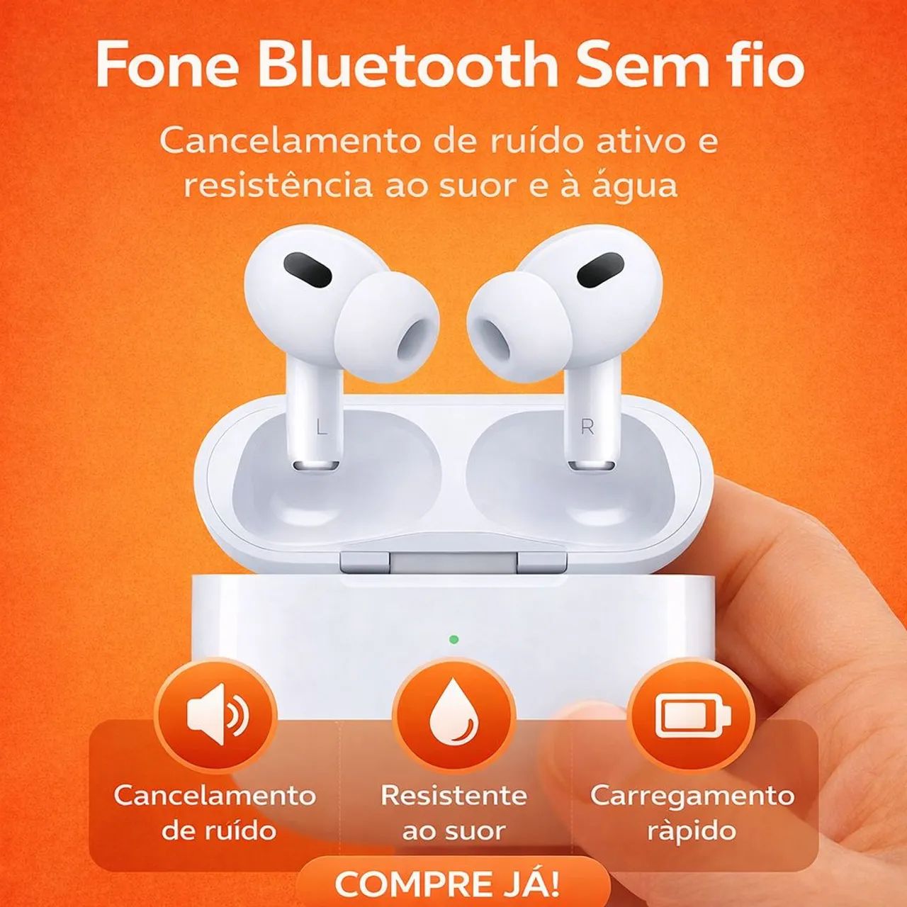 Fone Bluetooth Sem fio com Microfone 