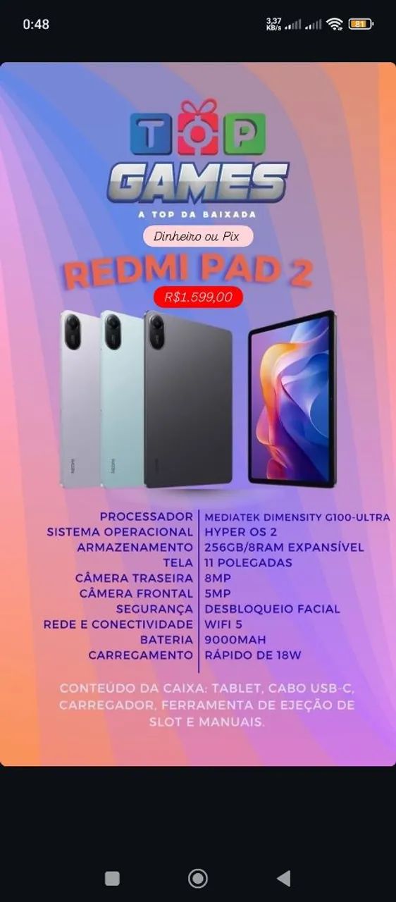 Vendo ou troco tablet em perfeito estado 6 meses de uso sem risco tá novo  - Foto 2