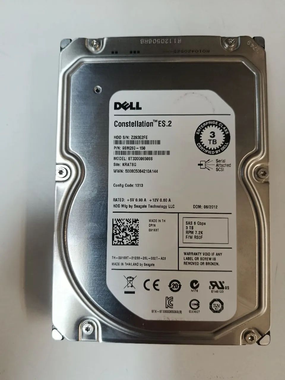 HD DELL 3TB SAS. Saúde Ok
