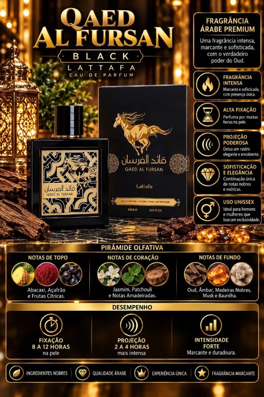 Perfume LATTAFA QAED AL FURSAN BLACK - EAU DE PARFUM 90 ML