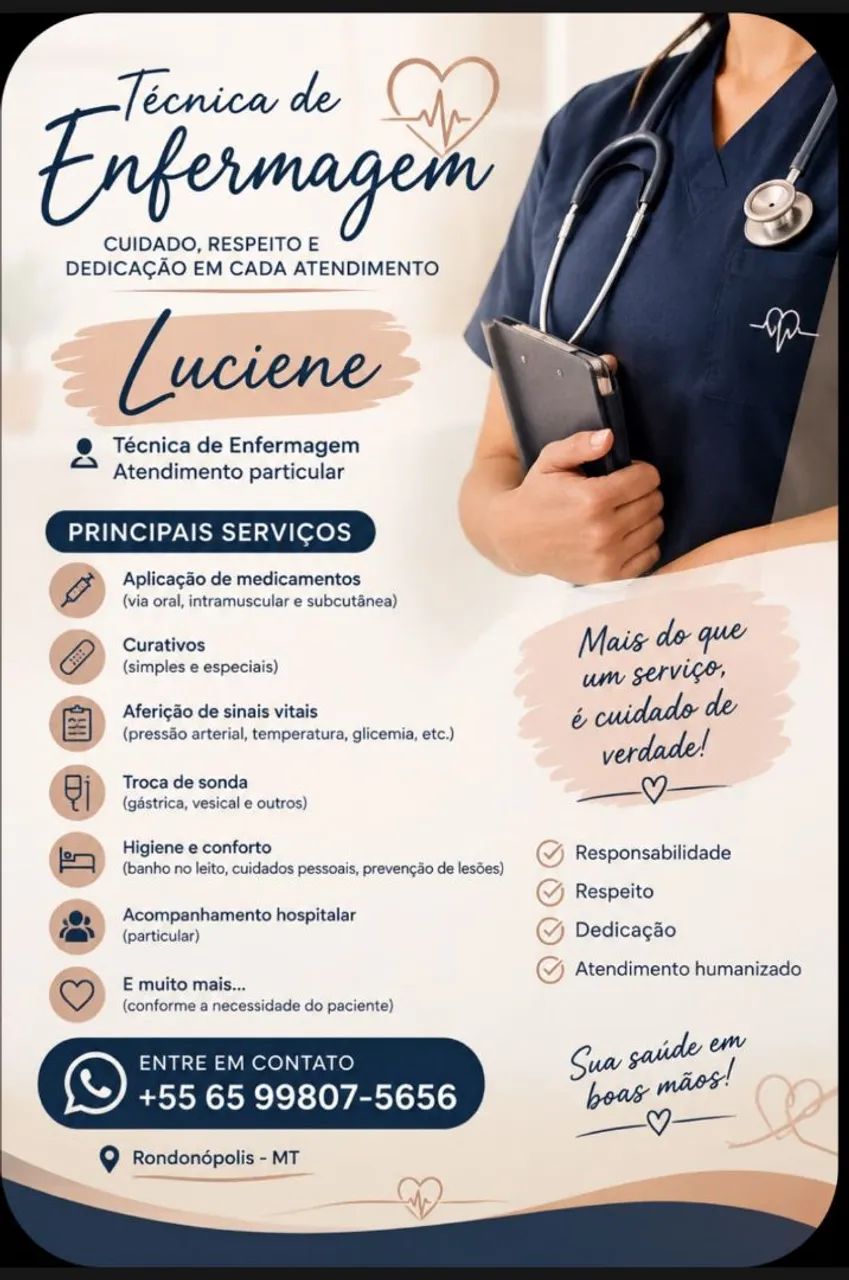 Sou técnica de enfermagem e cuidadora 