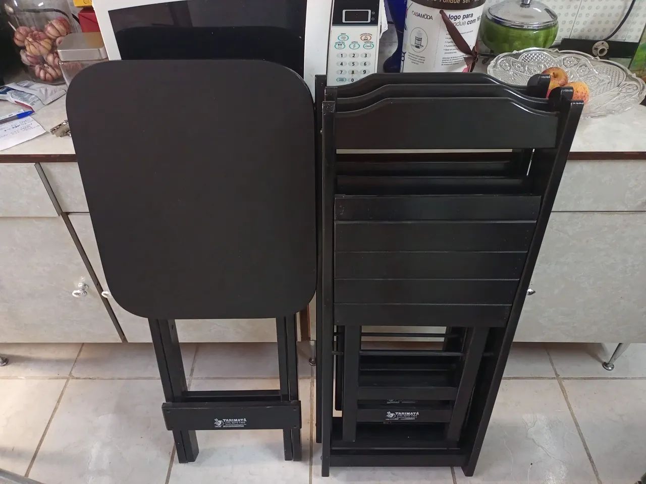 KIT MESA + 3 CADEIRAS MADEIRA ESTADO NOVO!!! - Foto 4