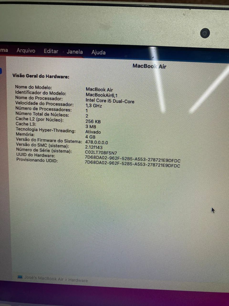 MacBook Air 11? i5 SSD 128GB Apple - Muito Conservado