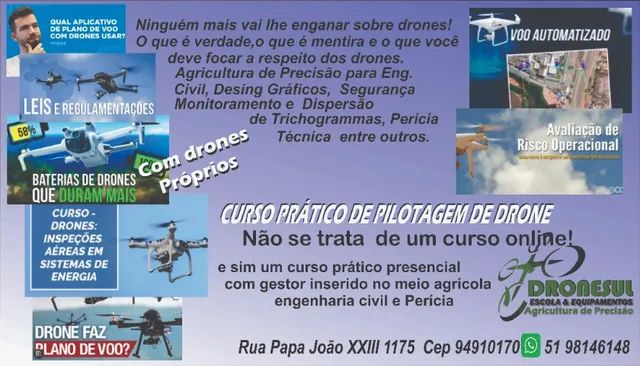 Curso de pilotagem de drone e teoria com dispersão de Trichogrammas 