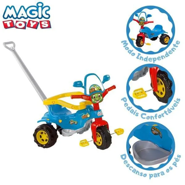 Triciclo Motoca Infantil Tico Tico Pets com Haste Removível