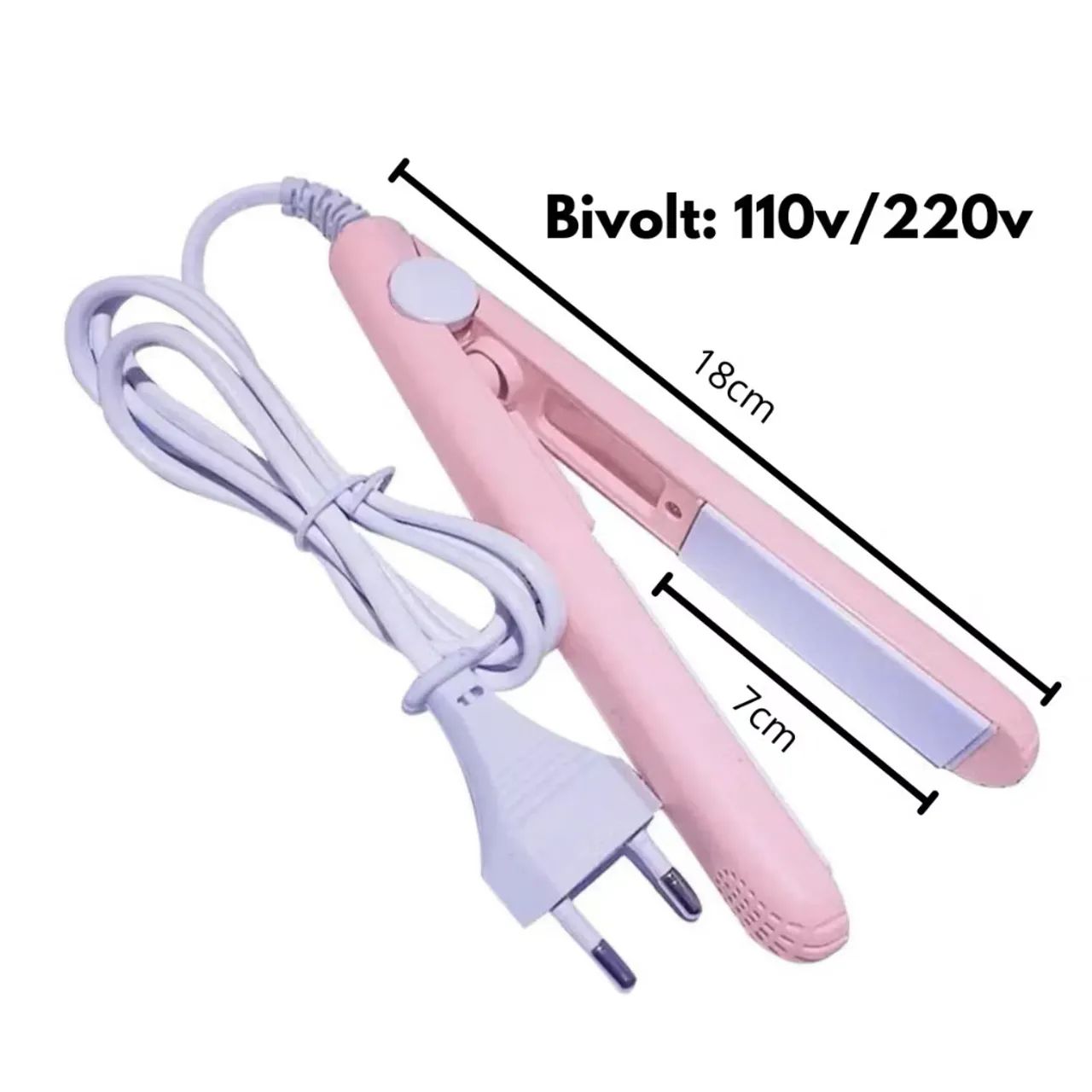 Mini Chapinha Prancha De Cabelo Portátil Com Case Transporte Bivolt Estojo - Foto 2