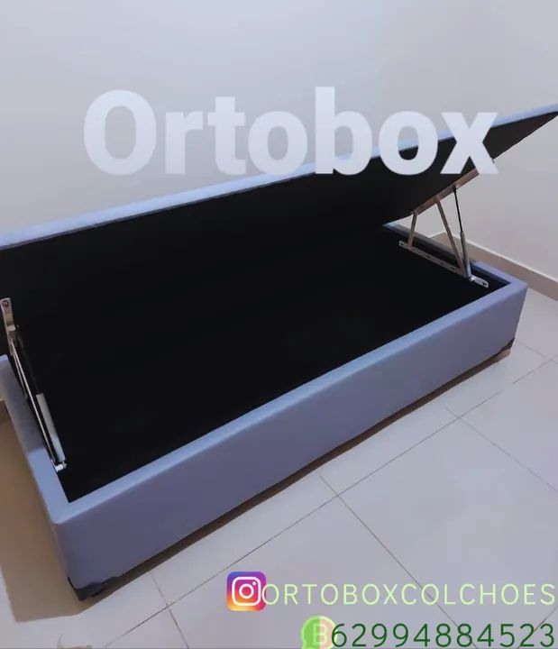 Cama Box Baú Solteirão corino e suede - Foto 3