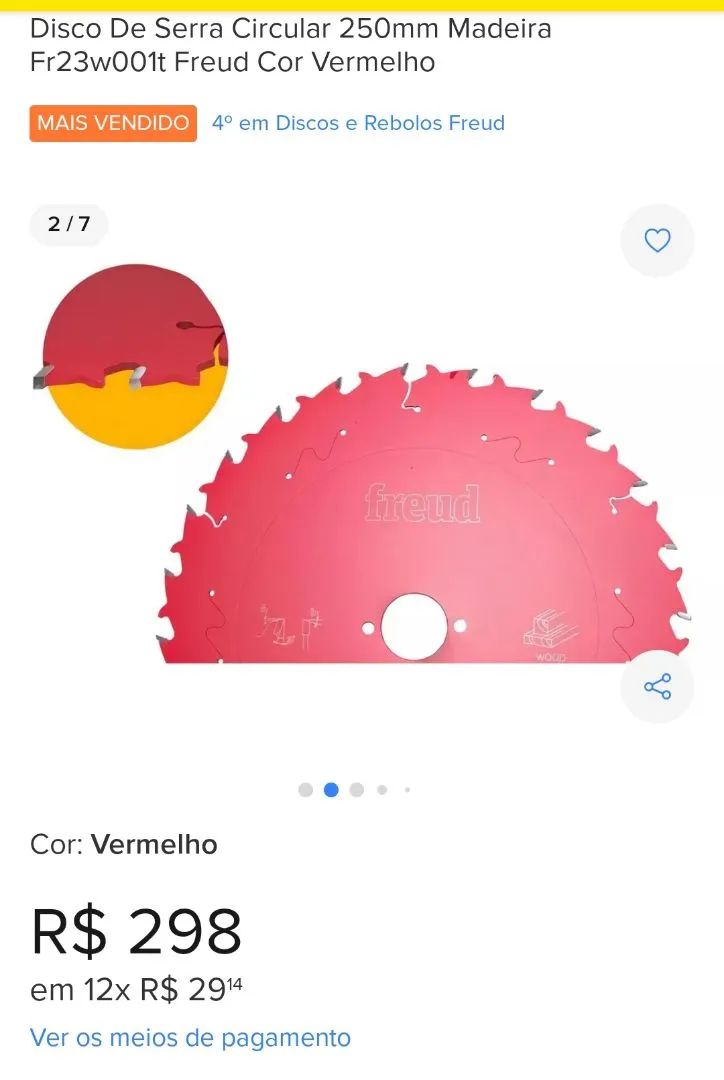 180,00 Disco de Serra Circular Freud para Madeira