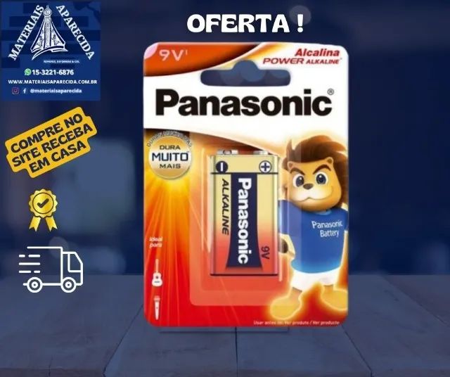 Bateria 9v Alcalina Panasonic -nova  