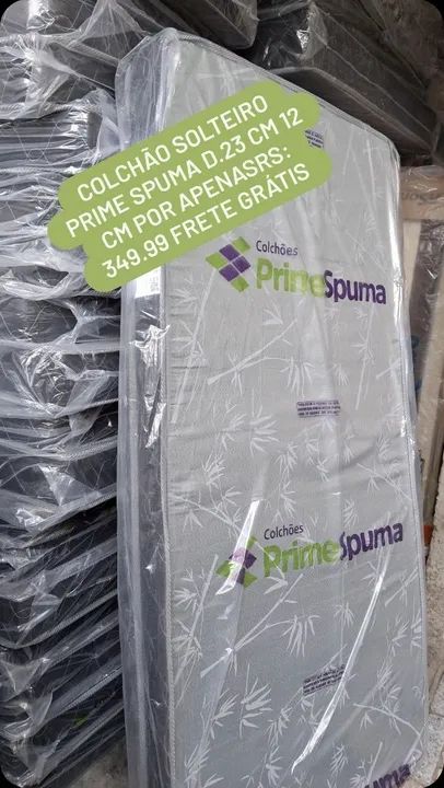 Colchão Solteiro Prime Spuma D.23 Cm 12 Cm - Frete Grátis