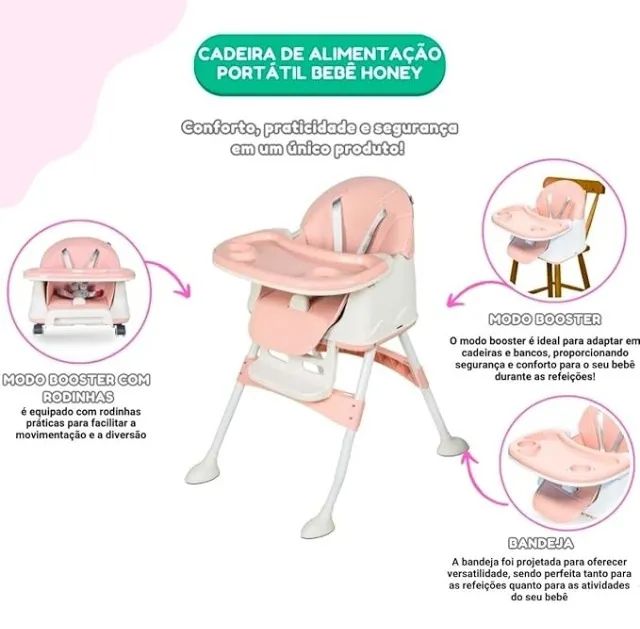 Cadeira De Alimentação Honey Maxi Baby - Rosa - Foto 6