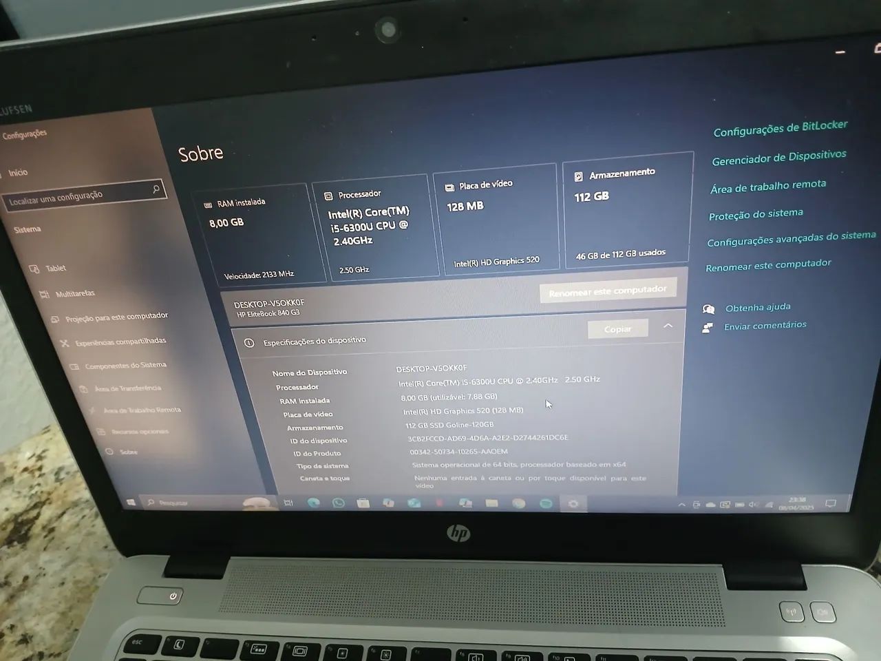 Notebook HP EliteBook 840 G3 - i5-6300U 