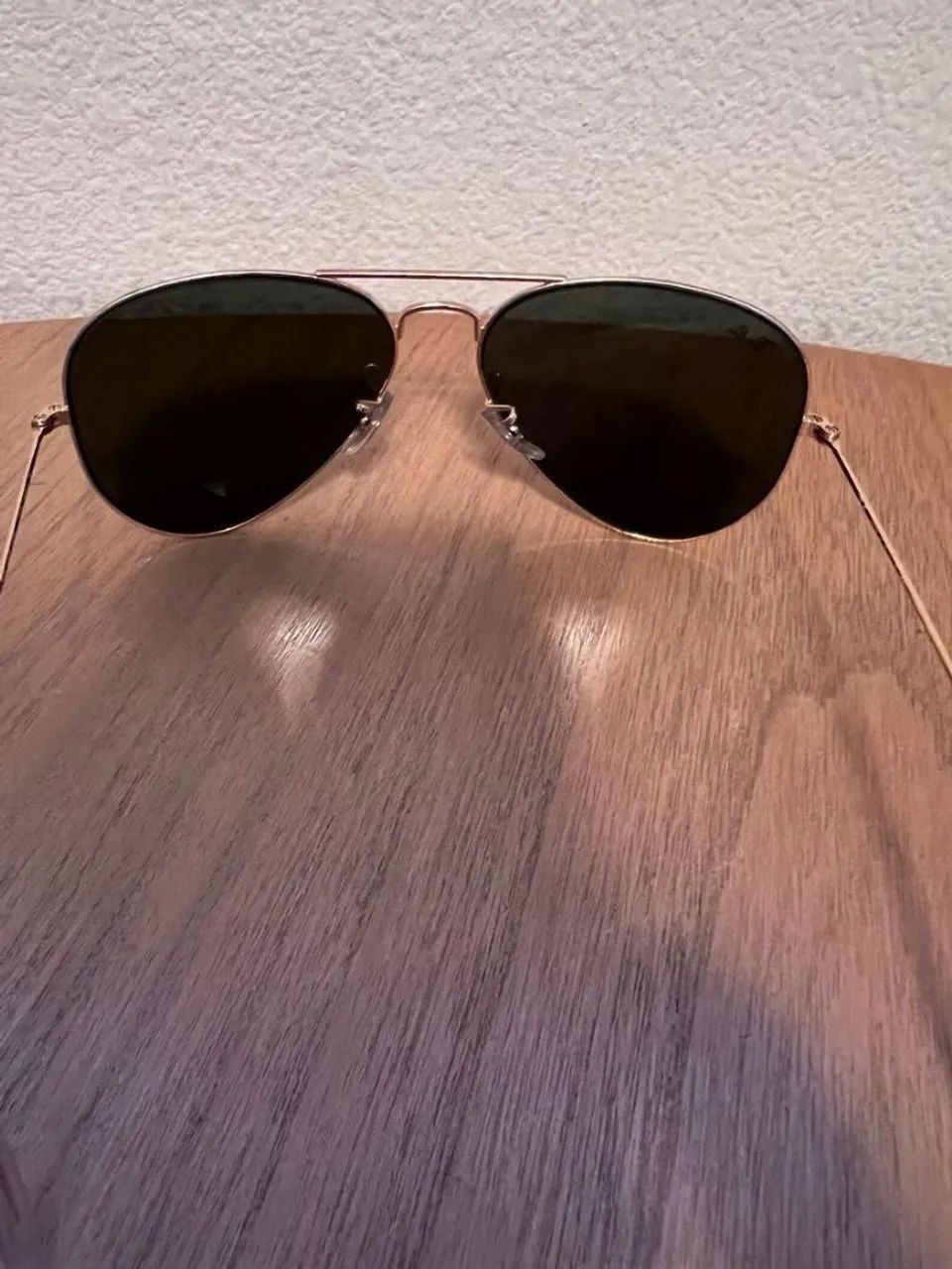 Ray ban oculos de sol aviador clássico g15 verde com dourado - Foto 3