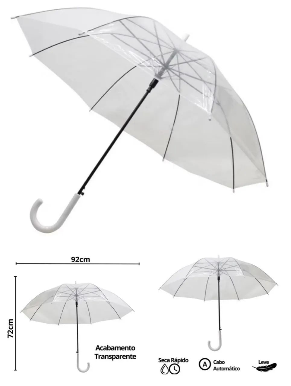 Guarda-chuva transparente INFANTIL 92cm LACRADO