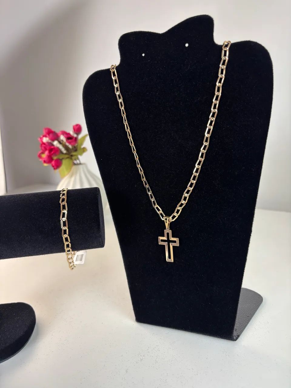 Kit banhado a ouro/ corrente laminada e pulseira laminada - Foto 2