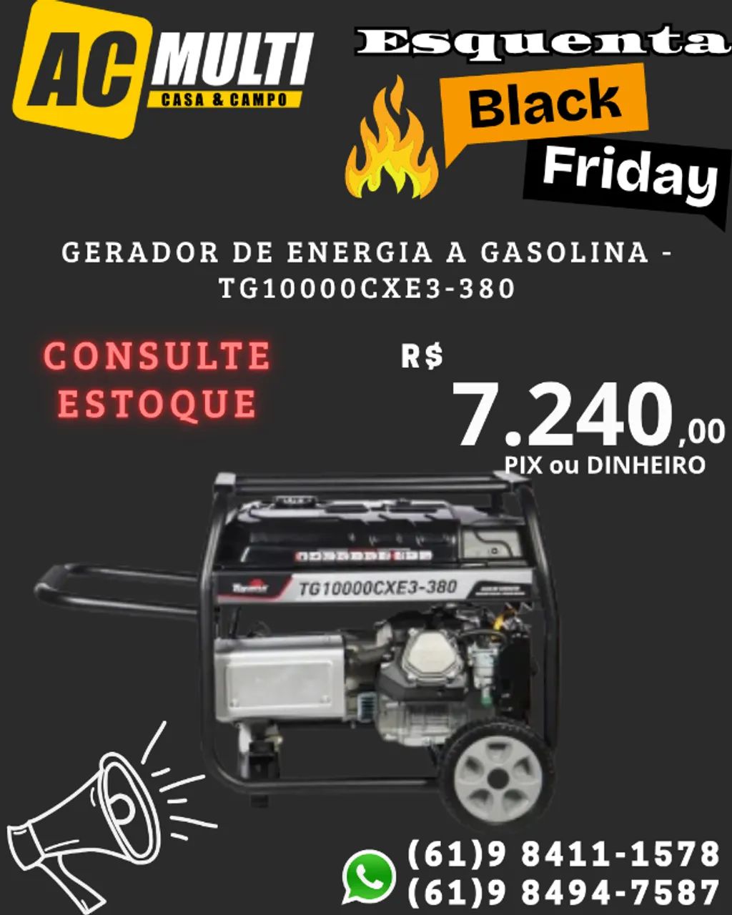 Gerador de Energia a Gasolina - TG10000CXE3-380