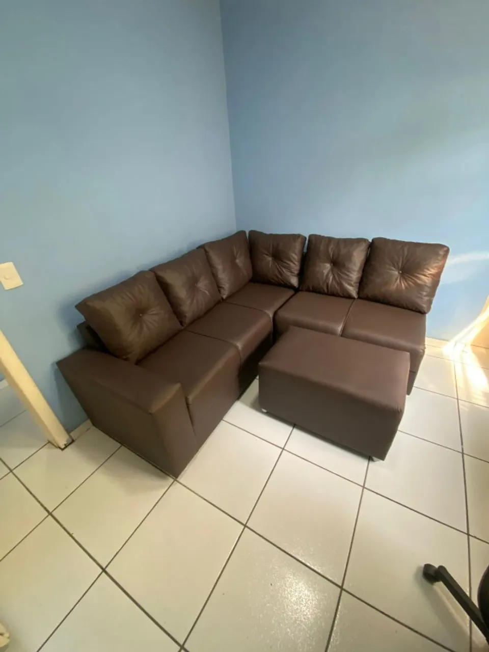 SOFA DE CANTO NOVO COURO SINTETICO PRONTA ENTREGA VARIAS CORES