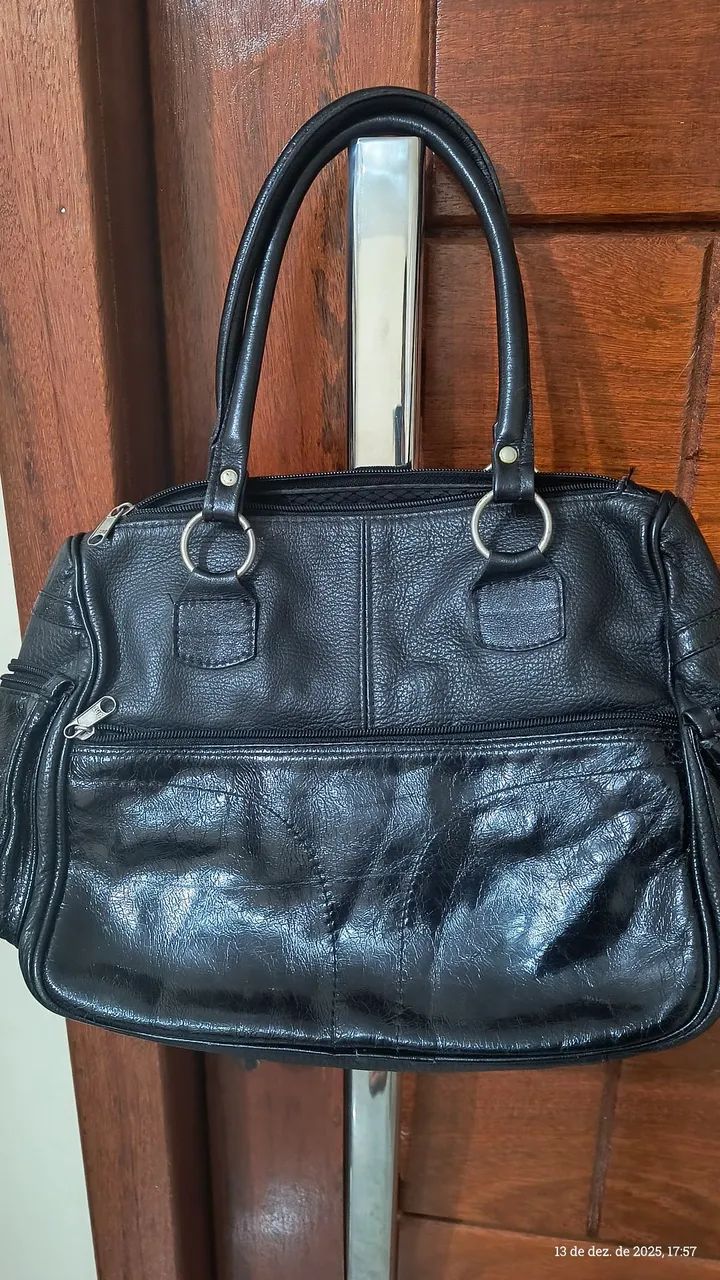 Bolsa baú de couro legítimo