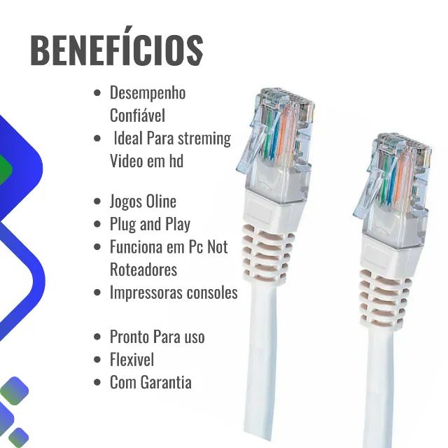 Cabo de Rede Categoria 6 Rj45 Lan UTP 5M Pronto Para Uso - Foto 2