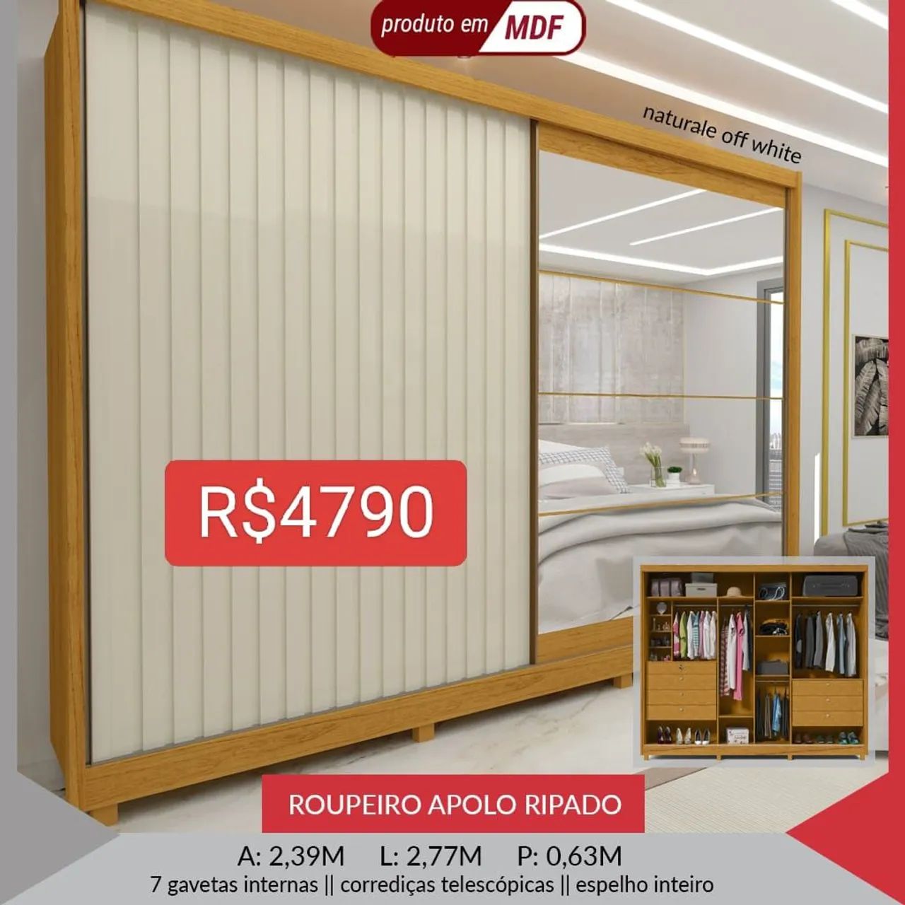 Guarda roupa roupeiro apolo 