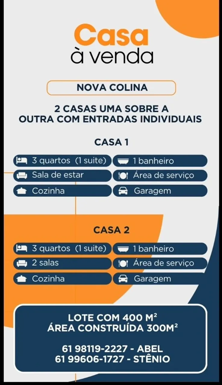 LOTE COM DUAS EXECELENTES CASAS EM NOVA COLINA