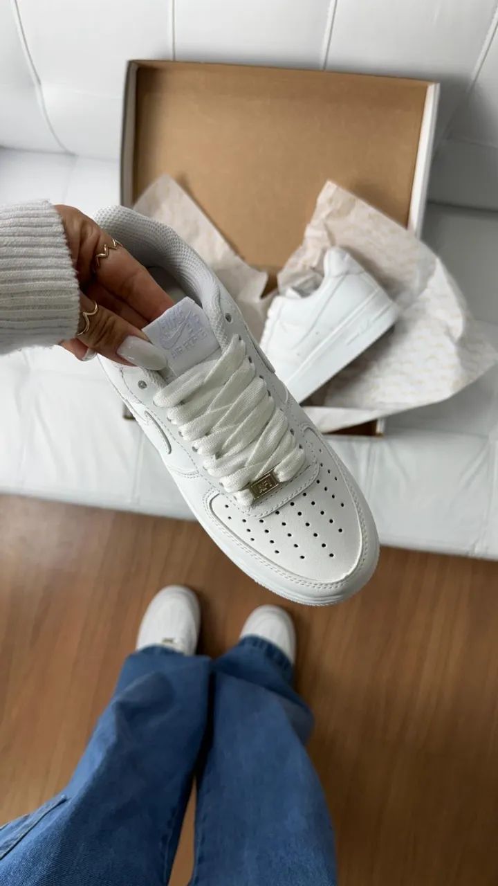 Nike Air Force 1 Branco Unissex Luxo - Foto 5