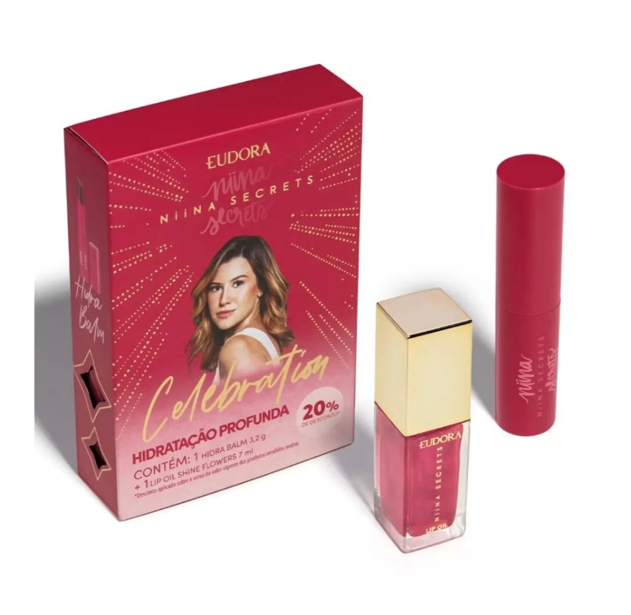 Niina Secrets Celebration Combo com Lip Oil e Hidra Balm Eudora