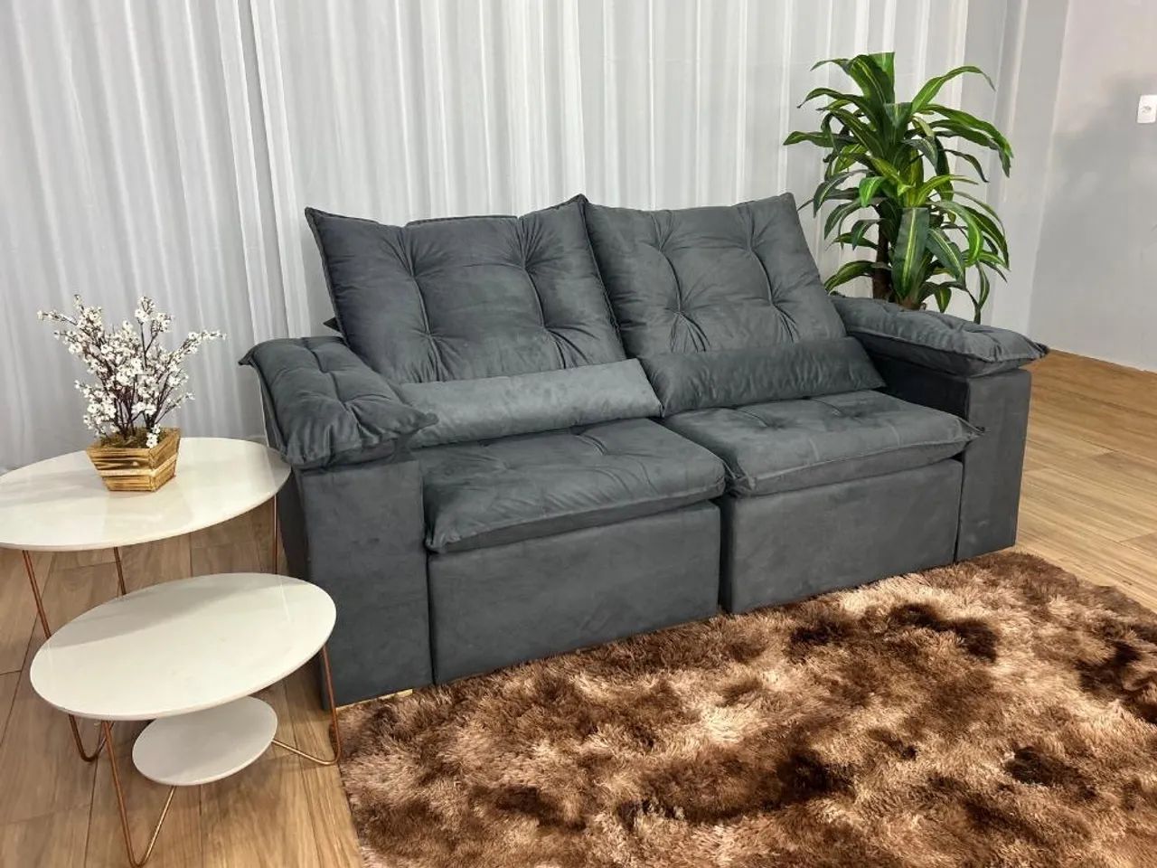 Sofá Retrátil Reclinável Ibis 2.00m Veludo- Entrega Rápida - Foto 5