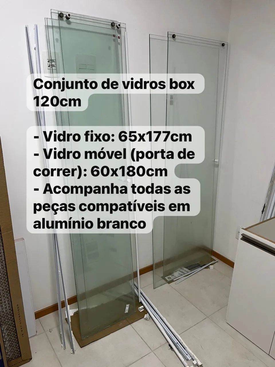Conjunto de Vidros Box 120cm OU 80x80 - Foto 2